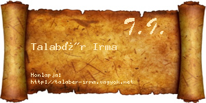 Talabér Irma névjegykártya